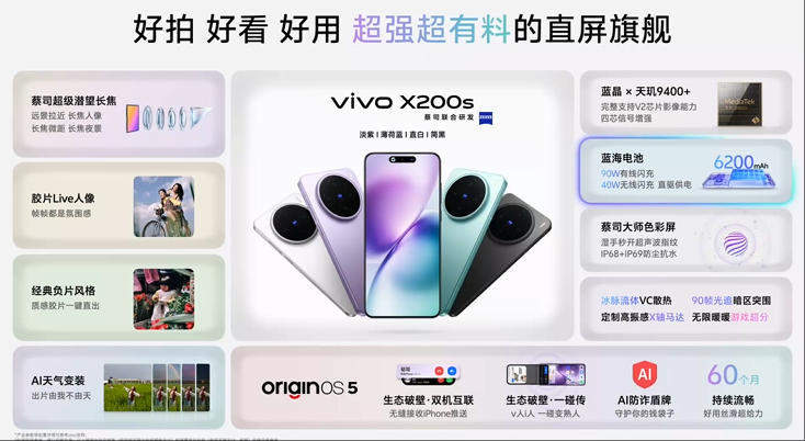 vivo X200s发布：蔡司长焦加持，国补后3699元起